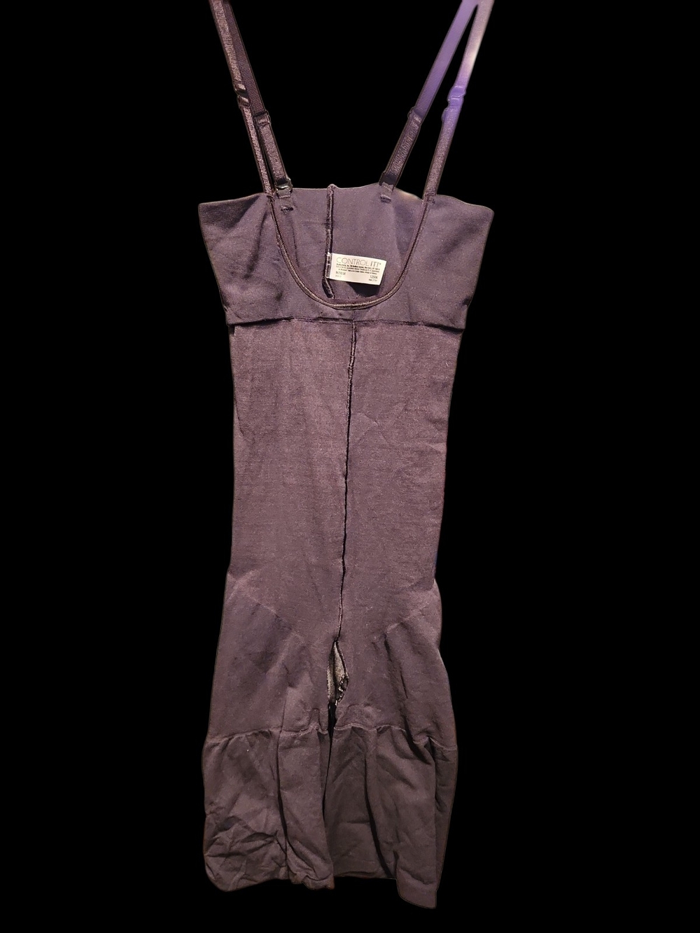 Black Seam-Smoothing Shapewear Slip with Adjustable Straps